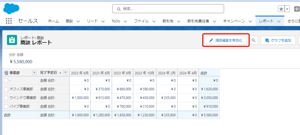 インライン編集するためのボタン位置