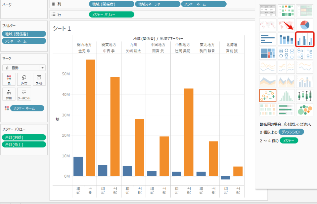 Tableauのグラフの種類を変更する4