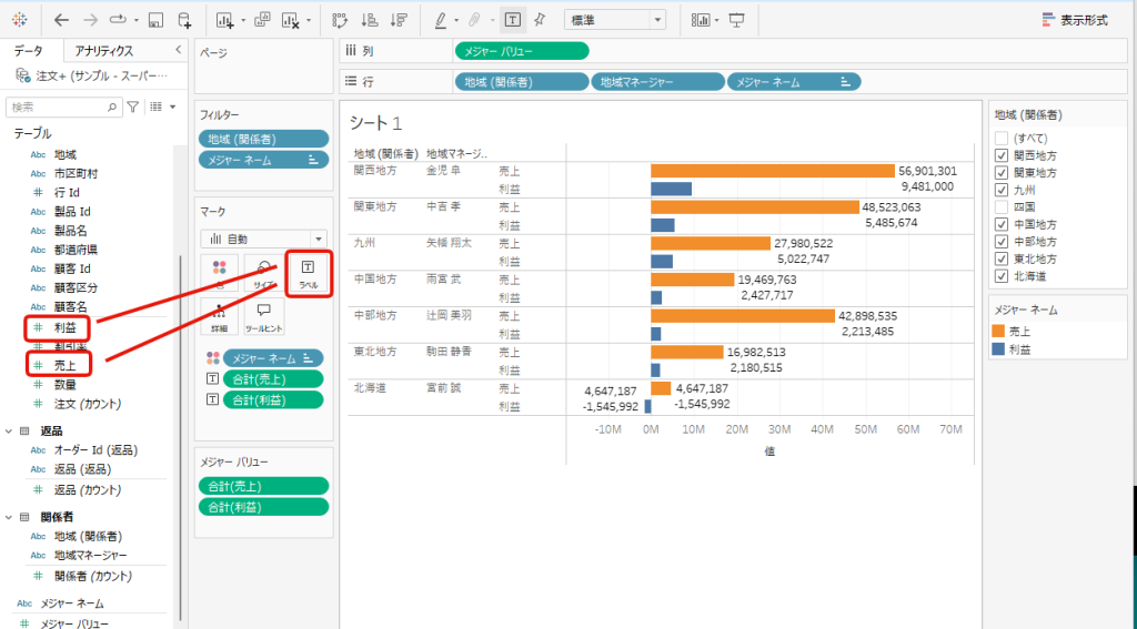 Tableauの凡例を入れる