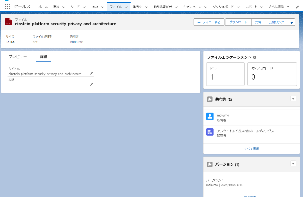 コンテンツバージョンを通常のSalesforce画面から見た場合どうやって表示されるのか