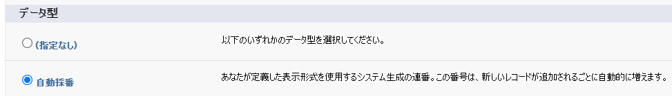 自動採番のデータ型画像