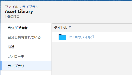 ライブラリの階層構造をSalesforce画面上で見た場合の画面キャプチャ